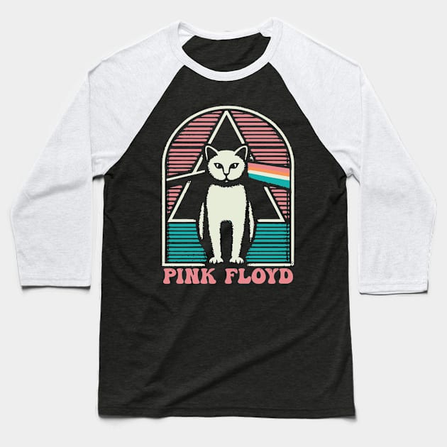 Pink Floyd Cat // 80s Music Fan Art Baseball T-Shirt by Trendsdk